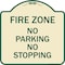 Signmission Fire Zone No Parking No Stopping Heavy-Gauge Aluminum Architectural Sign, 18" x 18", TG-1818-23971 A-DES-TG-1818-23971 - alternate 1